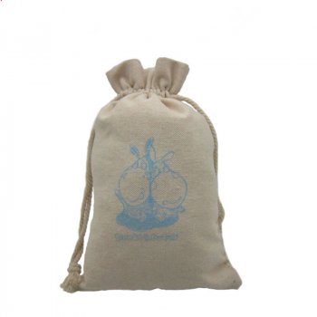 Organic linen cotton pouches drawstring jewelry pouches with customized logo
