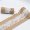 6cm Wide Natural Burlap Ribbon with Lace Trims Wholesale