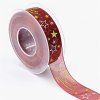 MingRibbon Wholesale 20m/roll Xmas Ribbon Printed Organza Ribbon Nylon Sheer Ribbon 25mm