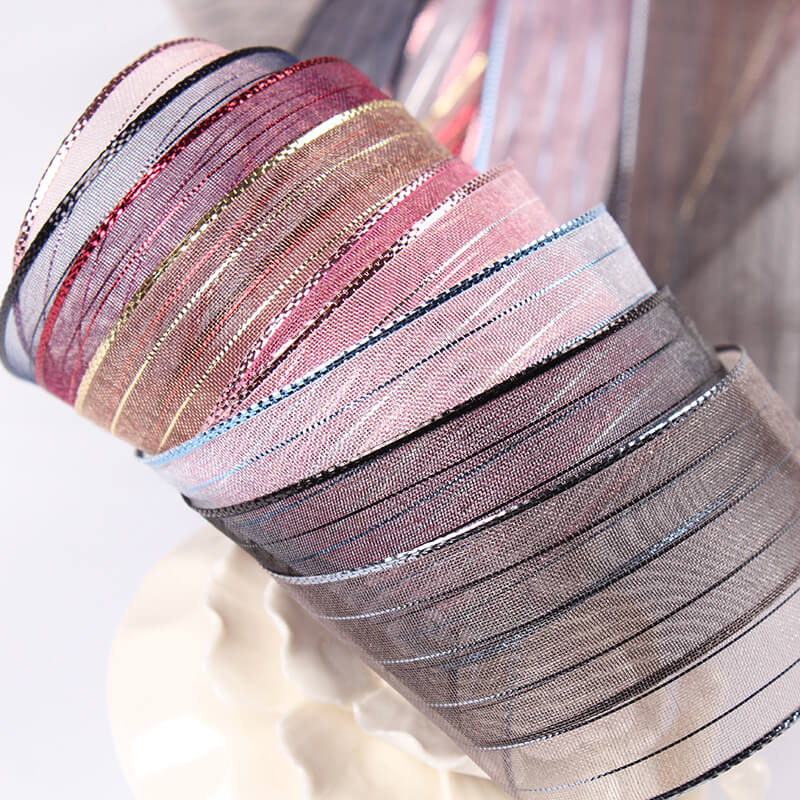 Organdy Sheer Wired Metallic Edge Ribbon