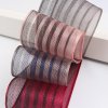 MingRibbon wholesale Ready stock 4 colors stripe mesh organza ribbon sheer ribbon for cake decorations