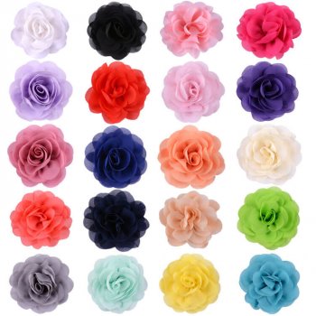 MingRibbon Ready stock 8 cm diameter Chiffon Peony flowers for decoration 22 colors available