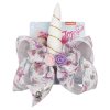 MingRibbon Wholesale ready stock 8″ unicorn hair bows, party decorative jojo bow, printed grosgrain hair bows with clip 8 colors available