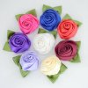 MingRibbon Ready stock 6cm diameter satin rose flower with leaf 18 colors available