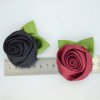 MingRibbon Ready stock 6cm diameter satin rose flower with leaf 18 colors available