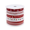 MingRibbon New Arrival 5 rolls/set Red Christmas Ribbon For Decorations 5 meters/roll