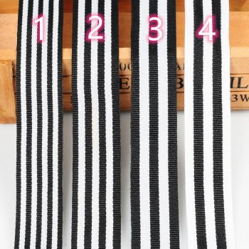 MingRibbon Wholesale 1″ wide white and black stripe ribbon for flowers packing