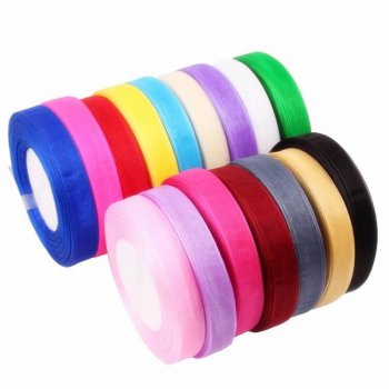 MingRibbon Ready Stock 16 mm nylon organza ribbon roll 66 colors available