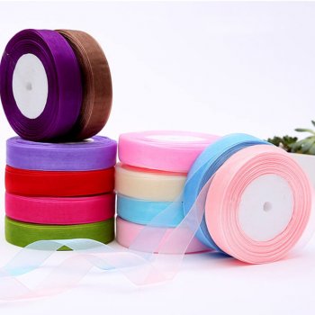 MingRibbon Ready Stock 20 mm wide nylon organza ribbon roll 66 colors available
