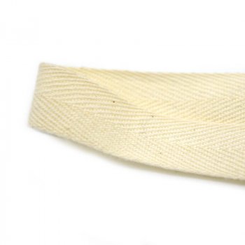 MingRibbon 20mm organic natural white cotton herringbone ribbon