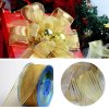 MingRibbon 40 mm Wide Christmas Ribbon, Gold Wired Organza Ribbon