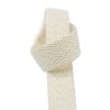 MingRibbon 5/8 inch Organic Natural White Cotton Herringbone Ribbon With Silver Matallic String