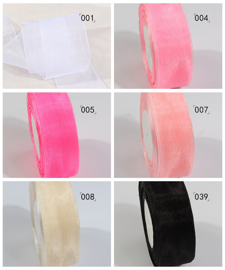 MingRibbon Ready Stock 20 mm wide nylon organza ribbon roll 66 colors  available