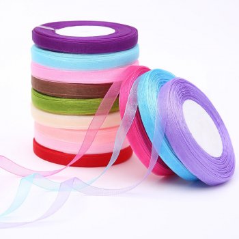 MingRibbon Ready Stock 10 mm nylon organza ribbon sheer ribbon 66 colors available