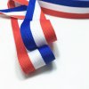 MingRibbon 2.5cm wide red white blue ribbon, woven stripe ribbon, country flag ribbon
