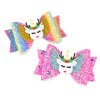 MingRibbon Wholesale ready stock 3.5 Inches Glitter Hair Bows, Unicorn Bows With Clip