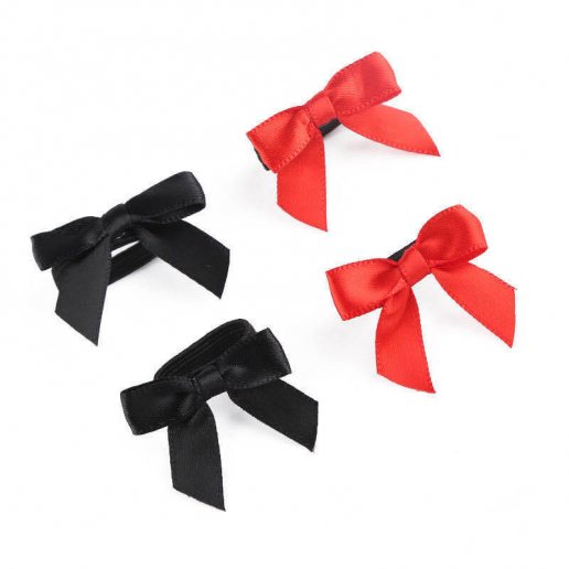 Pre tied red satin ribbon bows with elastic band wholesale ribbons and bows  for gift wrapping