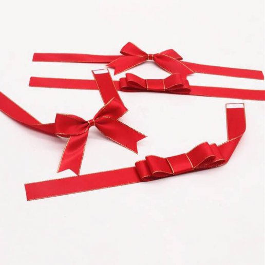 Custom satin ribbon bow gift box wrapping bow wine bottle ribbon bow  manufacturer