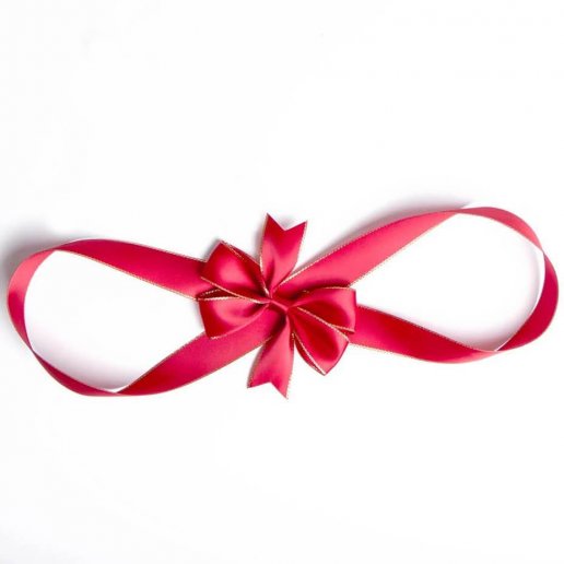 Pre tied red satin ribbon bows with elastic band wholesale ribbons and bows  for gift wrapping