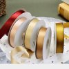 In stock highest-quality 35 colors available 6 to 38 mm width double faced gold purl satin ribbon roll (100 yards/roll)