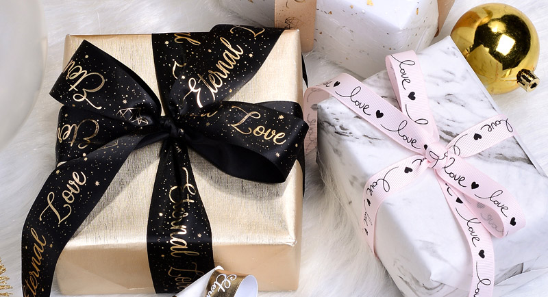 Personalized Gift Ribbon Gift Wrapping Gold Print Custom Ribbon